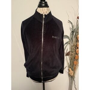 Bebe Track Jacket Activewear Outwear Zip Up Jacket Size XS VTG Y2K Medium Black